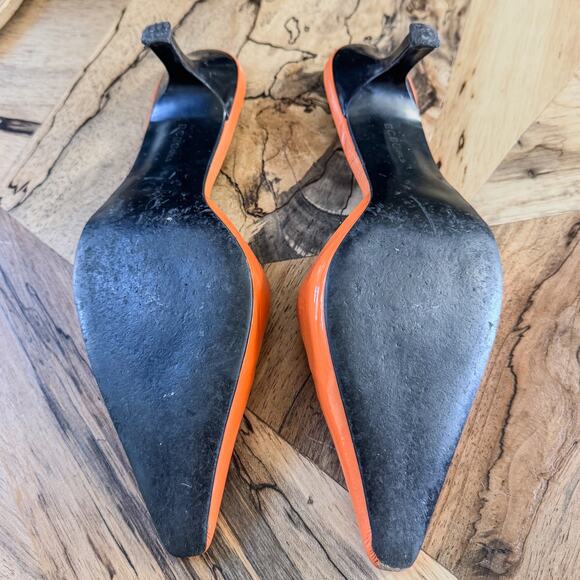 BCBGirls Orange Naplak Leather Melany Heels, Women's Size 9.5 - Picture 5 of 8